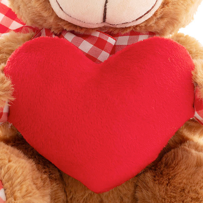 Teddy Bear Derrick w Heart Plush Toy Brown