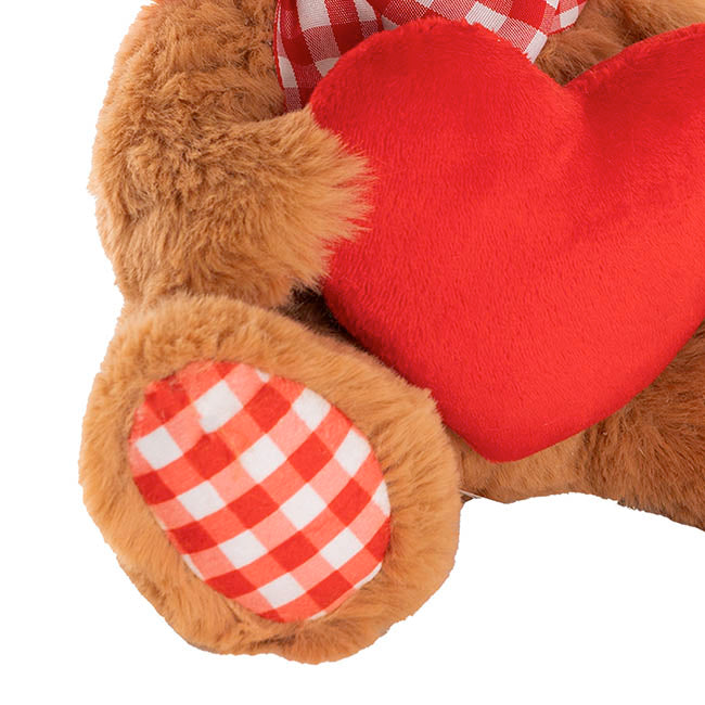 Teddy Bear Derrick w Heart Plush Toy Brown