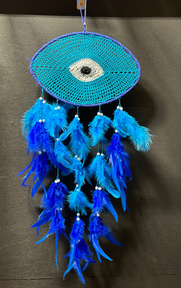 Light Blue Evil Eye Dreamcatcher 30cm x 70cm