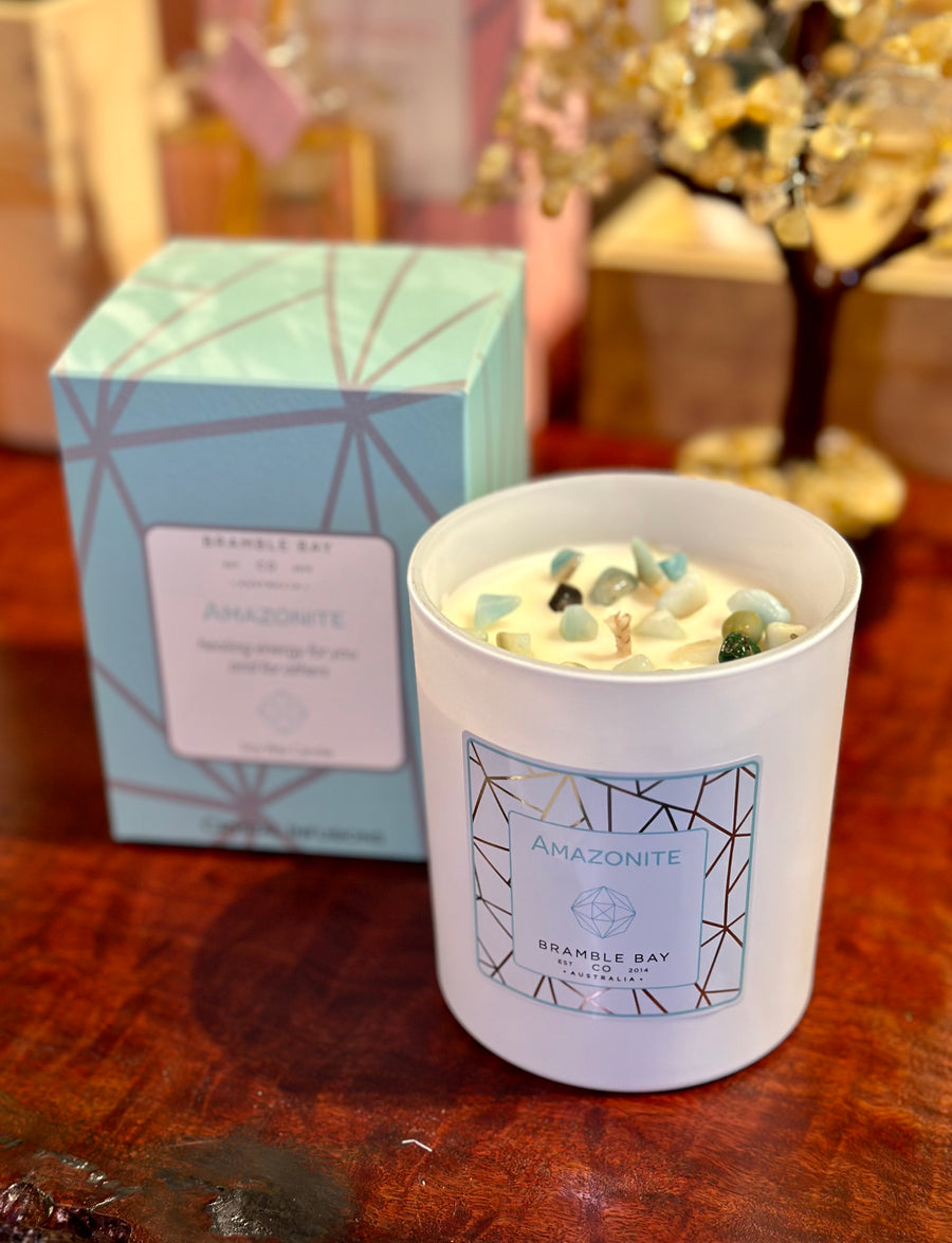 AMAZONITE INFUSIONS CRYSTAL CANDLE