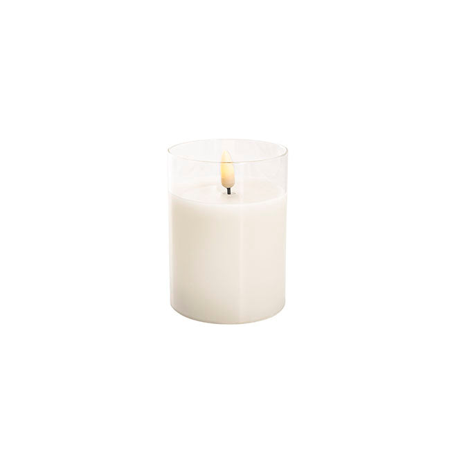 LED GLASS TRUE FLAME FLICKERING CANDLE 5x12.5cm