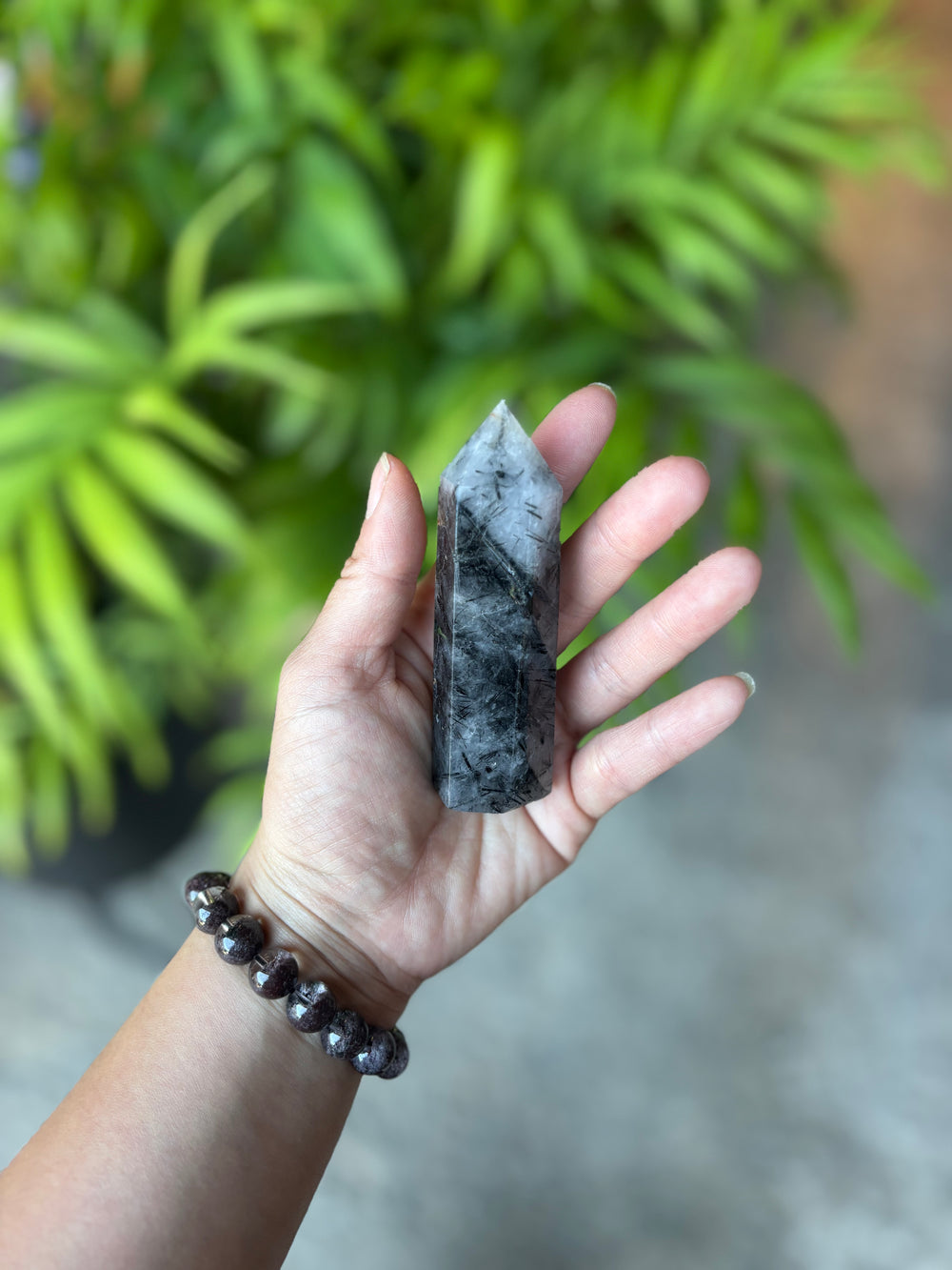 Black Rutilated Quartz Point 100mm