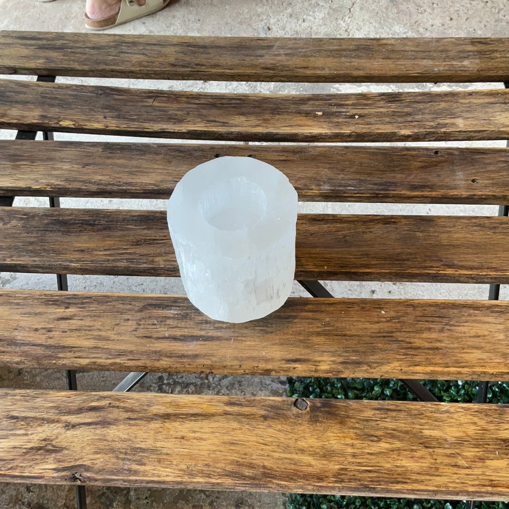 Selenite Tealight Holder Rough Cut