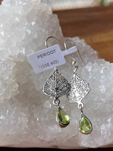 PERIDOT LEAF DROP EARRINGS