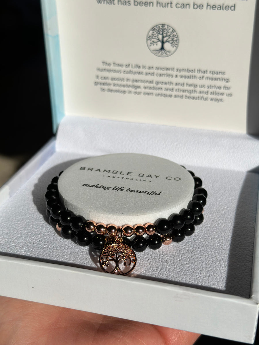 BLACK OBSIDIAN ROSE GOLD SET