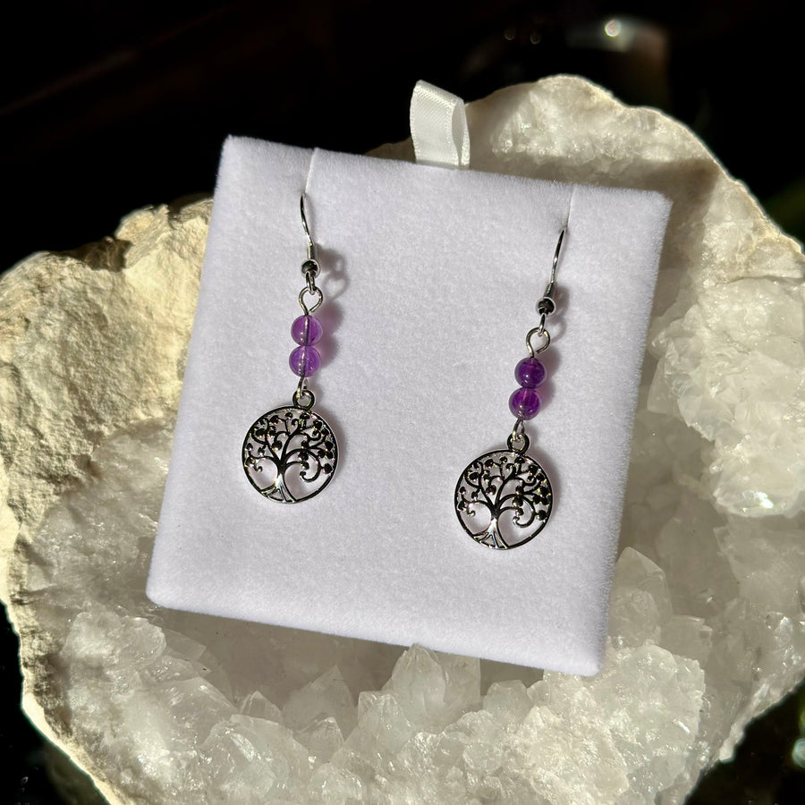 AMETHYST RHODIUM EARRINGS