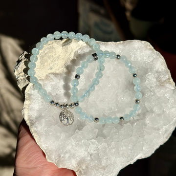 AQUAMARINE RHODIUM BRACELET SET