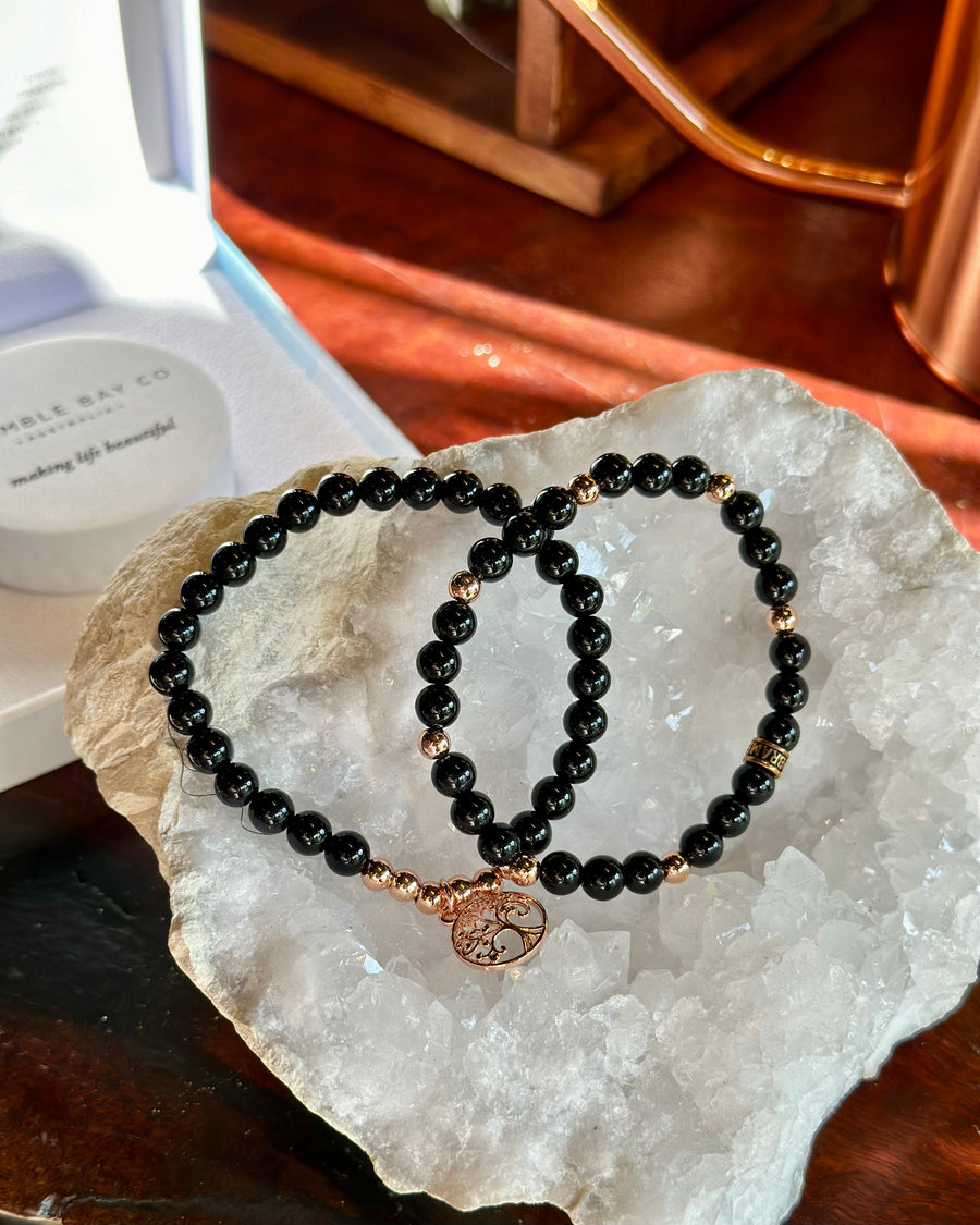 BLACK OBSIDIAN ROSE GOLD SET