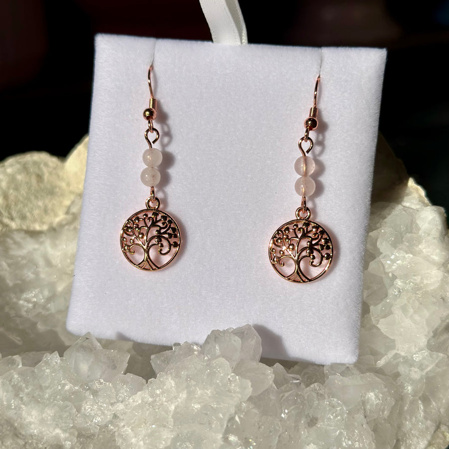 ROSE QUARTZ GOLD EARRINGS