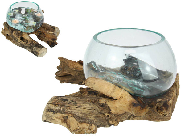 35x20cm Unique Hand Blown Glass Fish Bowl/Terrarium