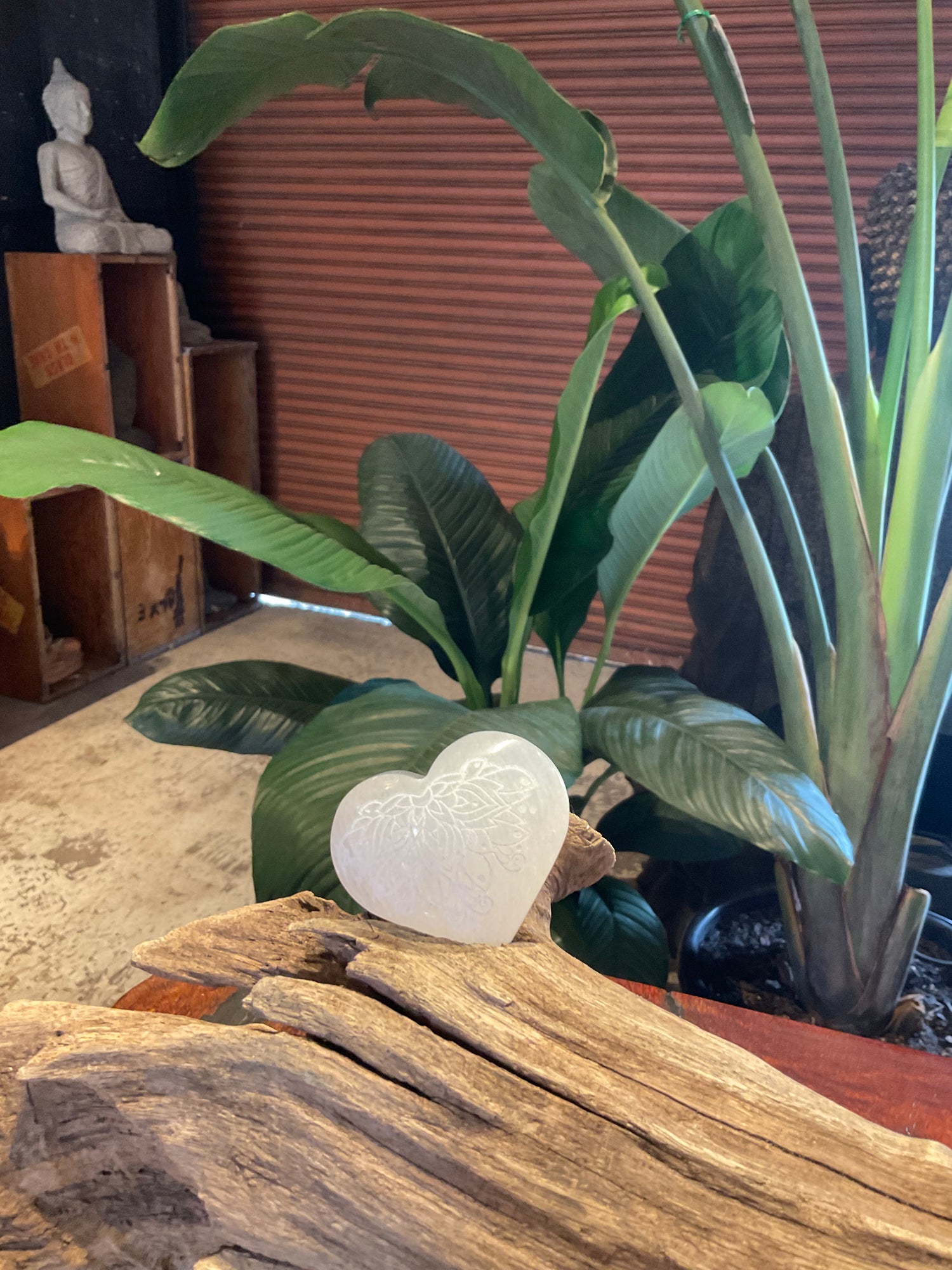 HEART SELENITE W LOTUS