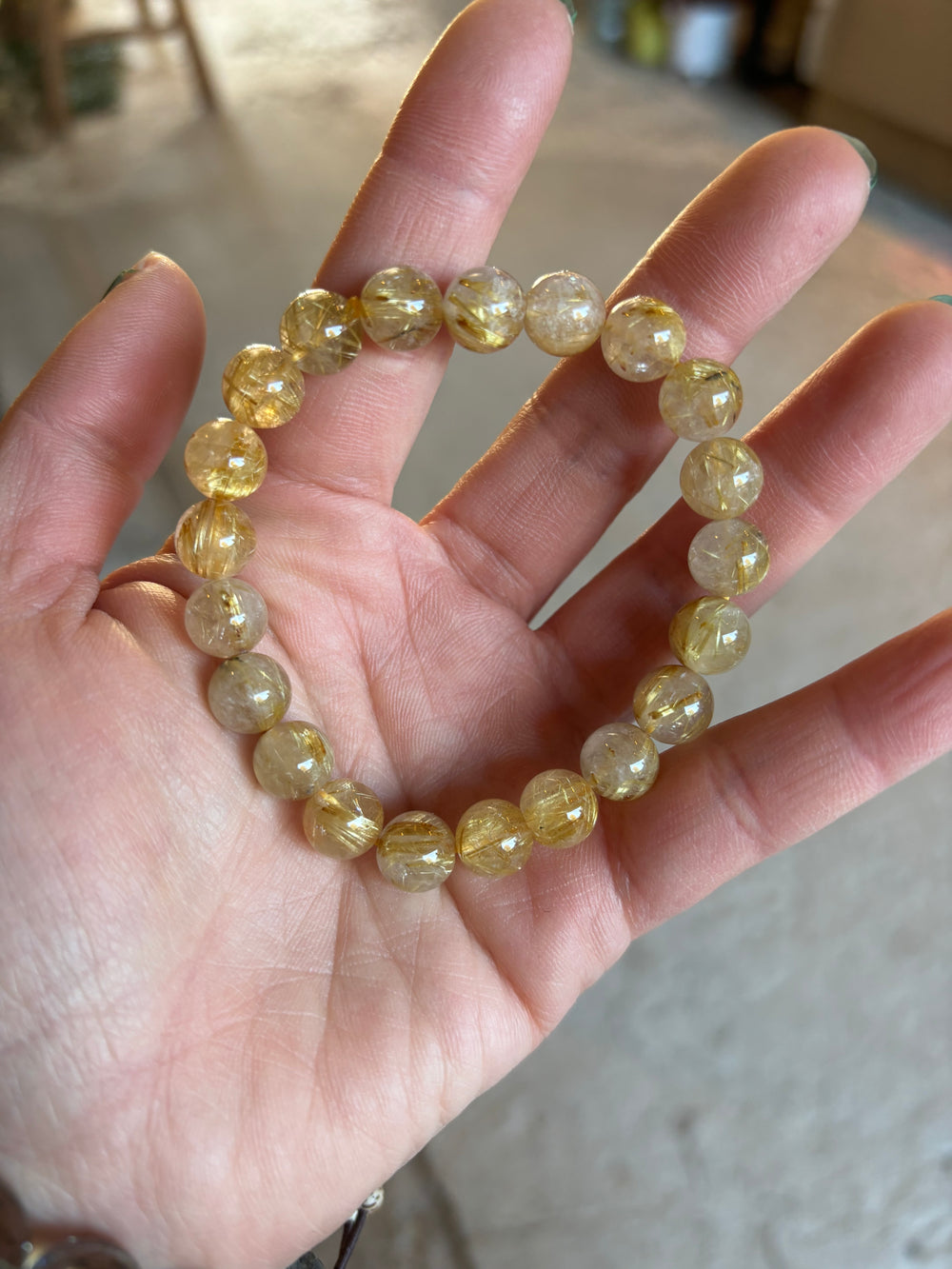 Golden Rutilated Quartz Bracelet 9mm