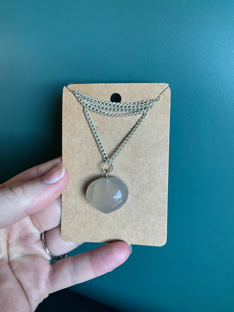 CLEAR QUARTZ HEART NECKLACE