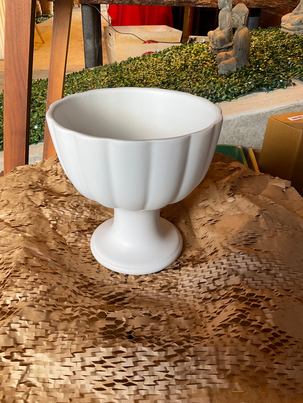 Ceramic Olivia Compote Vase White