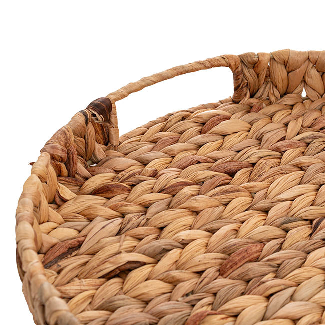 Bellagio Round Hyacinth Woven Tray Natural