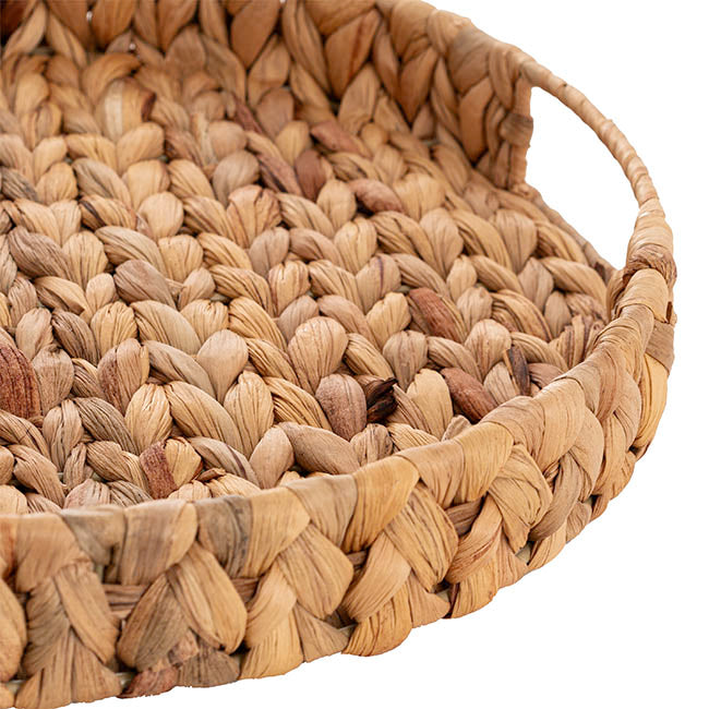 Bellagio Round Hyacinth Woven Tray Natural