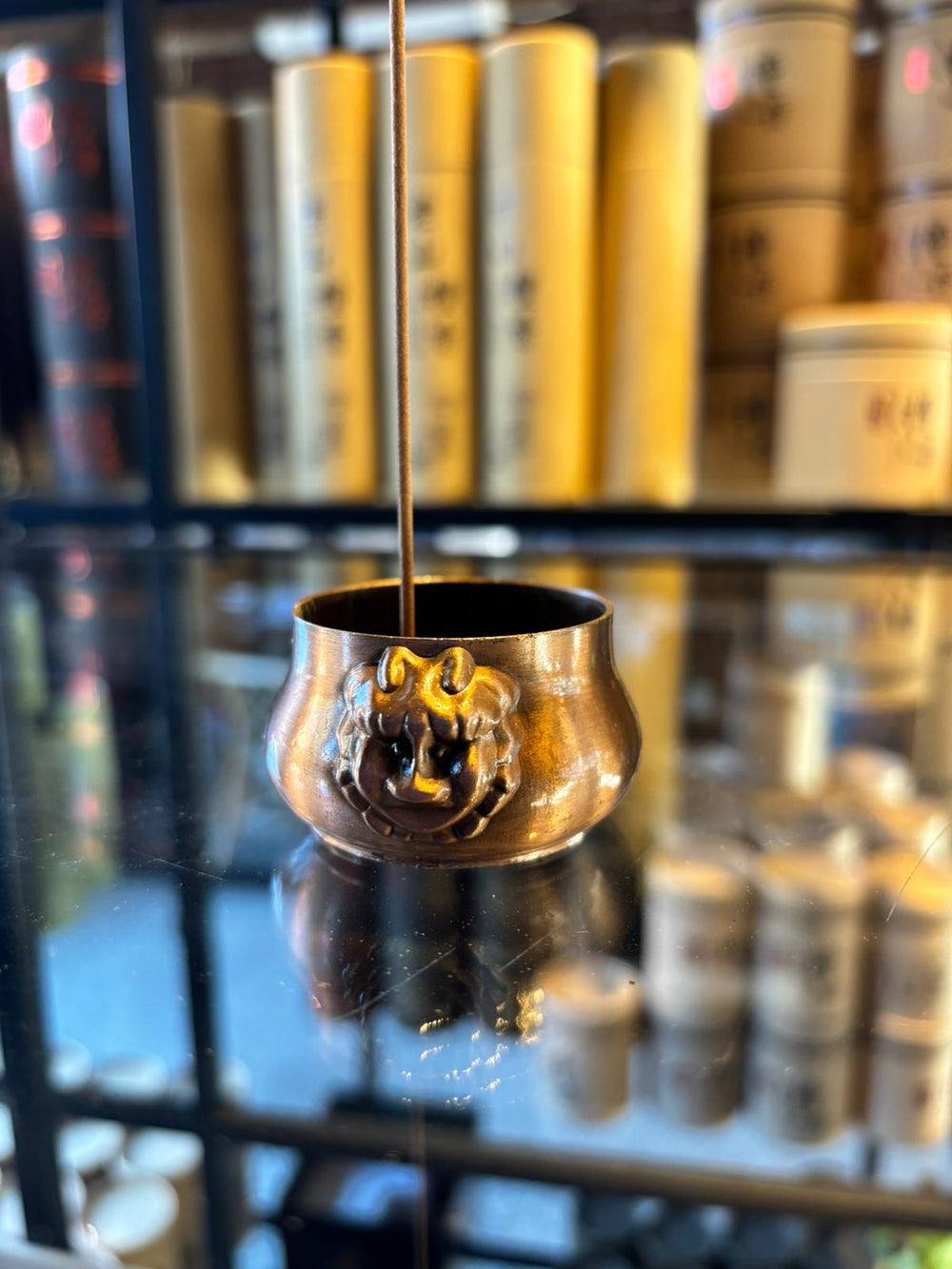 Copper Lion Head Incense Burner