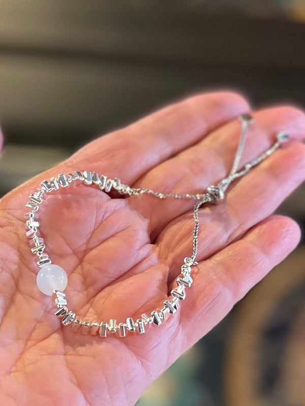 White Cat's Eye Adjustable Bracelet