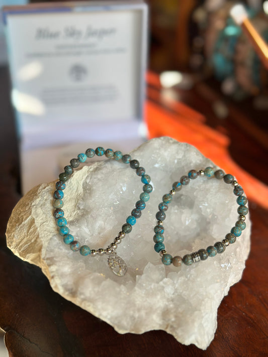 BLUE SKY JASPER RHODIUM EARRINGS