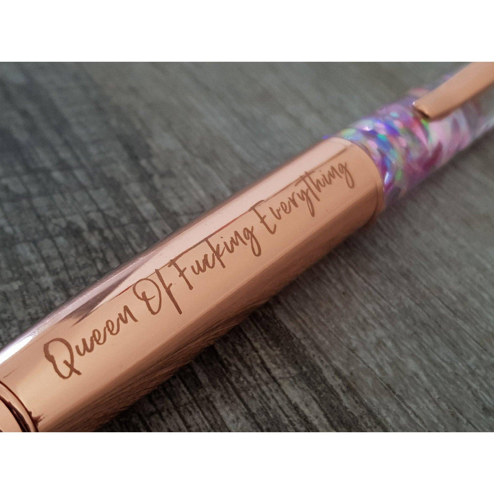 Queen of Freaking Everything Glitter Pen: Rose Gold