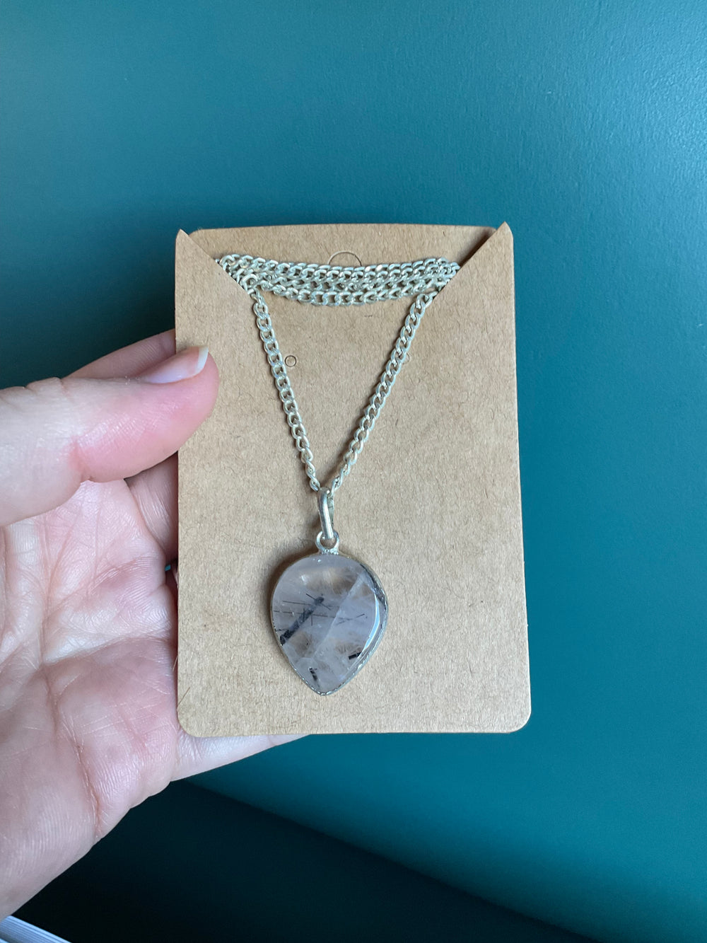 Tourmalinated Quartz Pendant Necklace