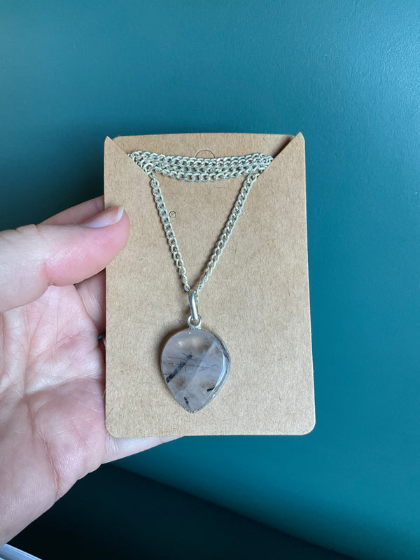 Tourmalinated Quartz Pendant Necklace