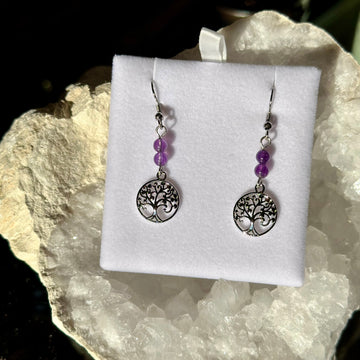 AMETHYST RHODIUM EARRINGS