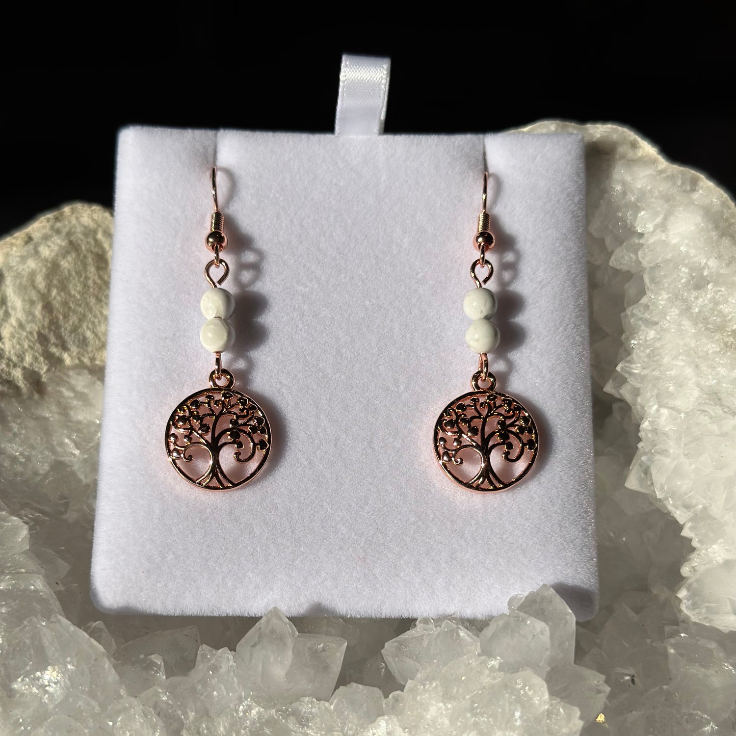 WHITE HOWLITE ROSE GOLD EARRINGS