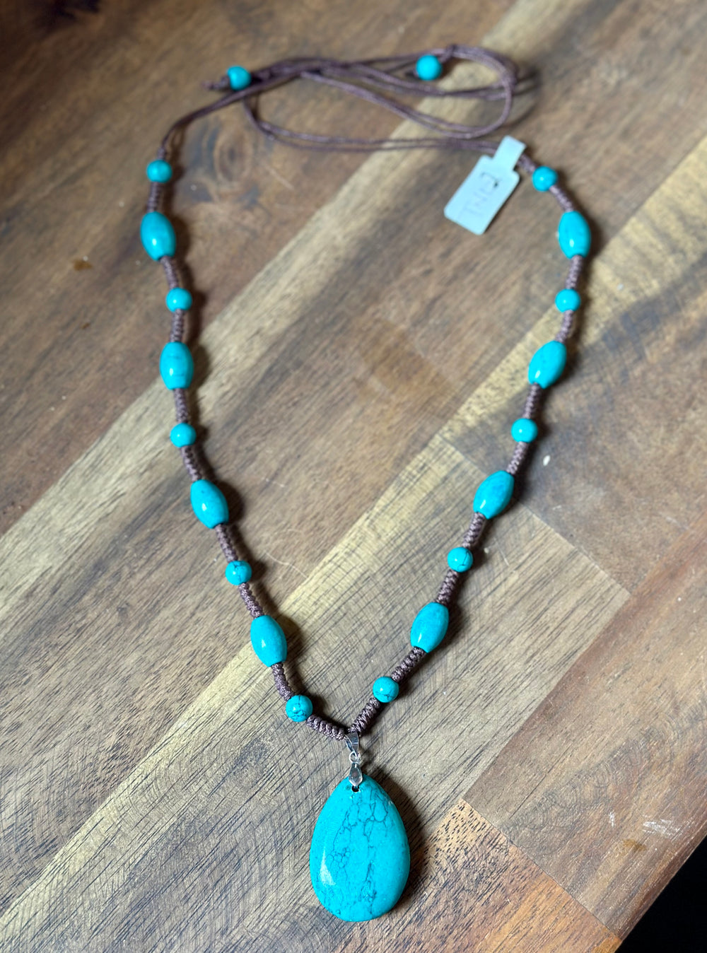 Man-Made Turquoise Heart Beaded Necklace
