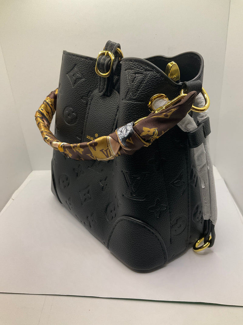 Black Louis Vuitton bucket bag