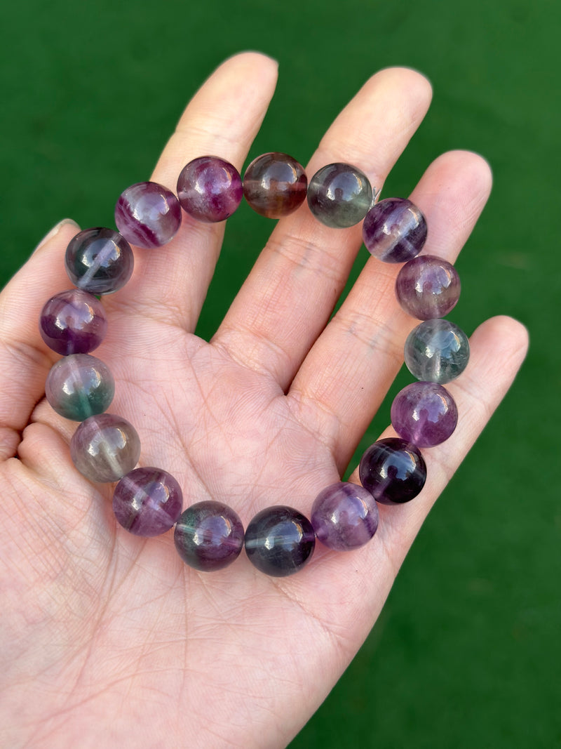 12-13MM PURPLE FLUORITE BRACELET