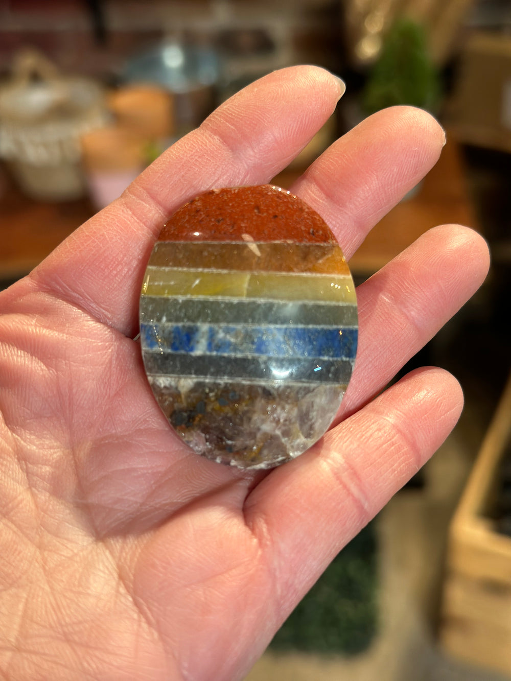 Seven Chakra Palm Stone