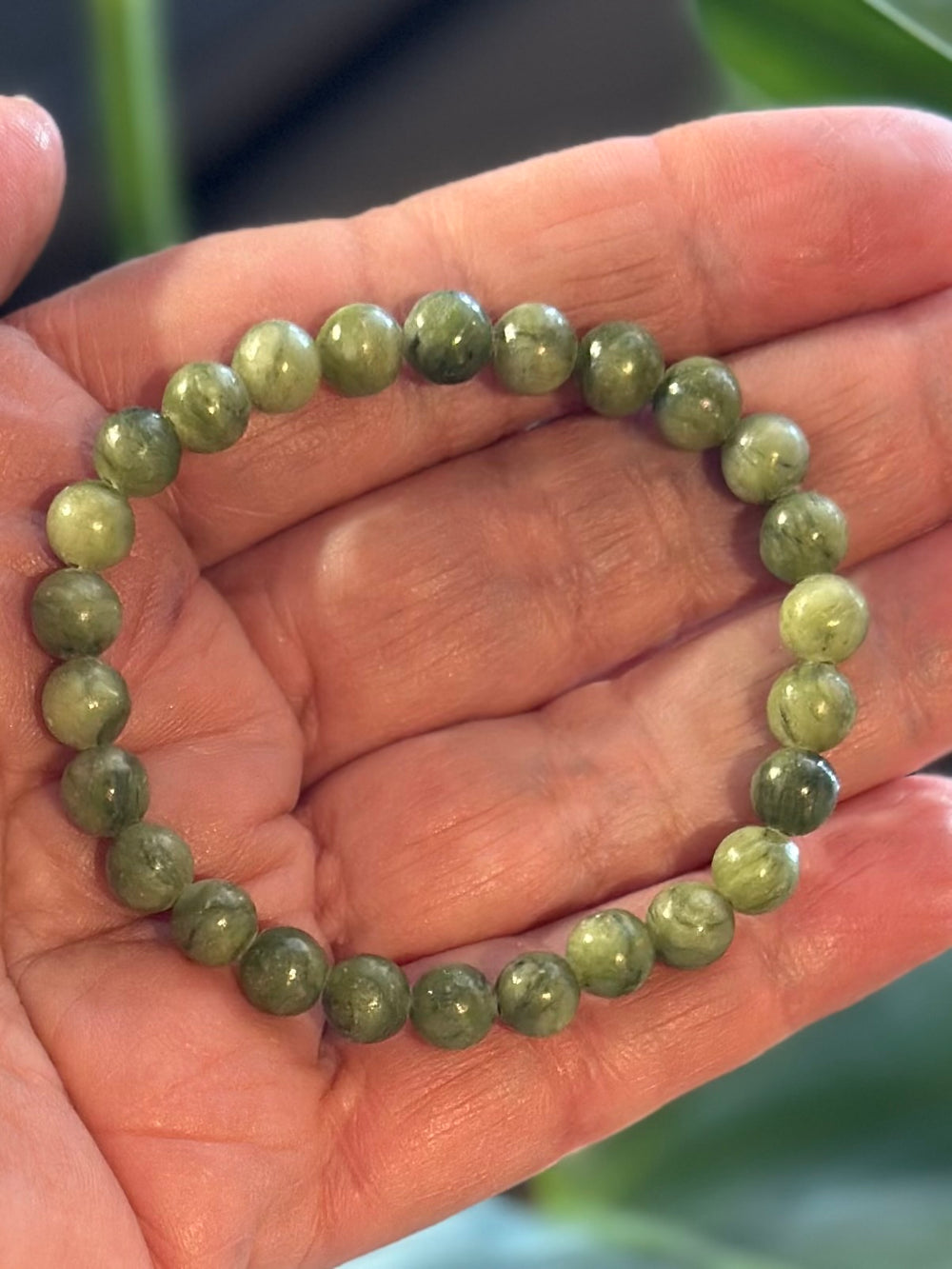Green Jade Bead Bracelet 5mm