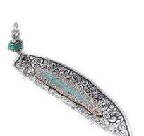 Aluminium Buddha Blue Leaf Incense Burner 22cm