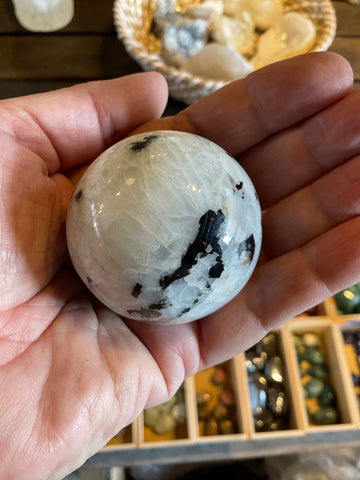 BLACK TOURMALINE IN QUARTZ SPHERE