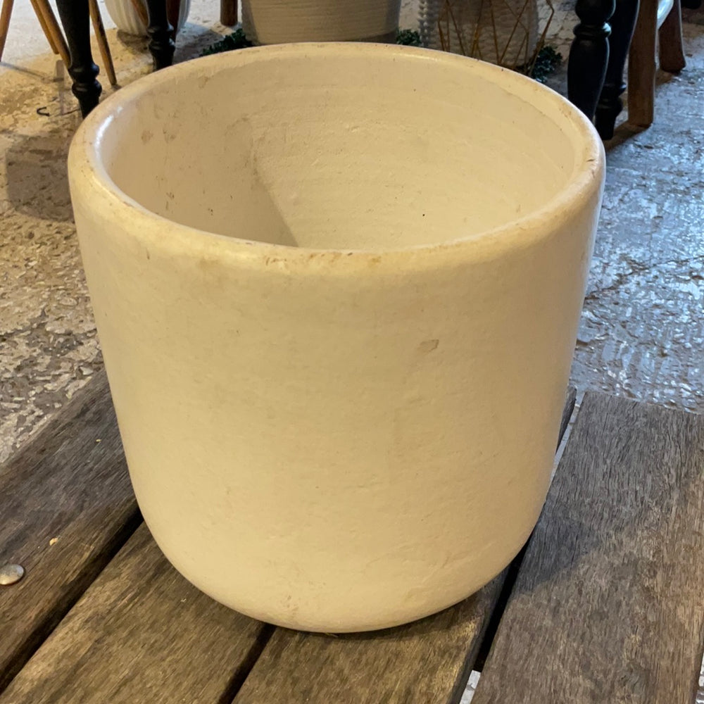 Ceramic Cream Painted Pot - Large