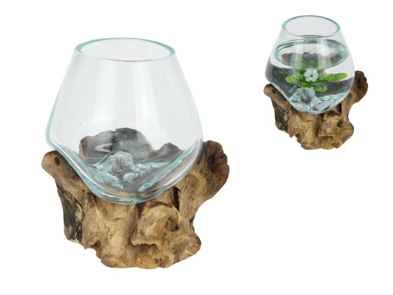 Hand-Blown Glass on Driftwood
