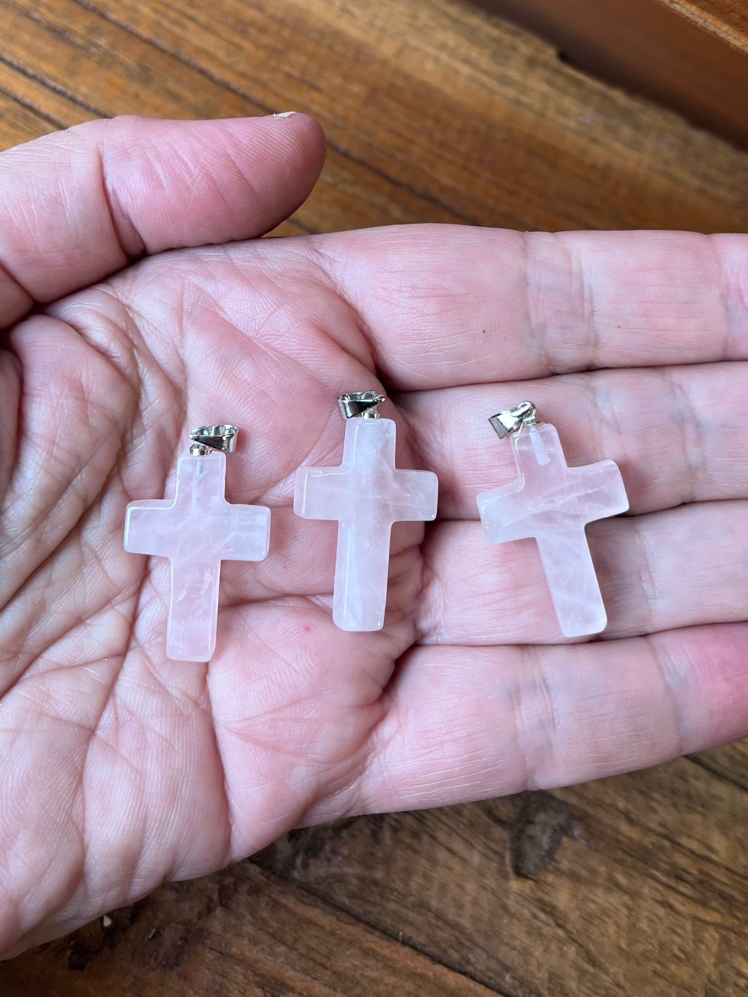 ROSE QUARTZ CROSS PENDANT