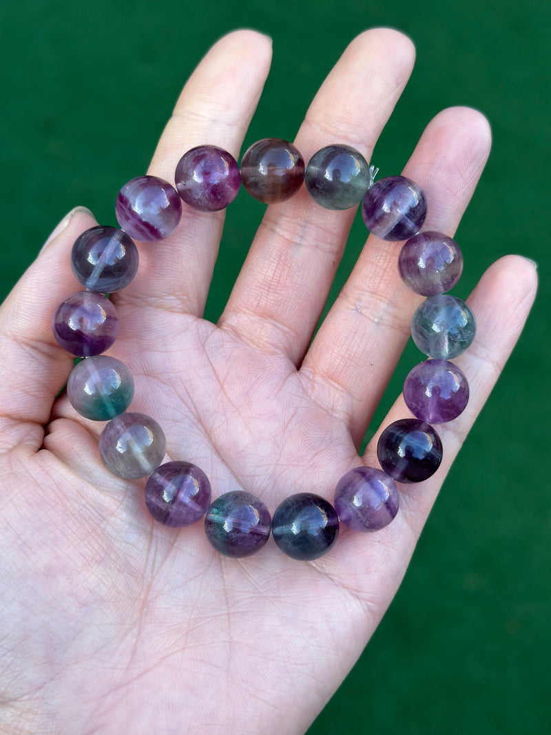 12-13MM PURPLE FLUORITE BRACELET
