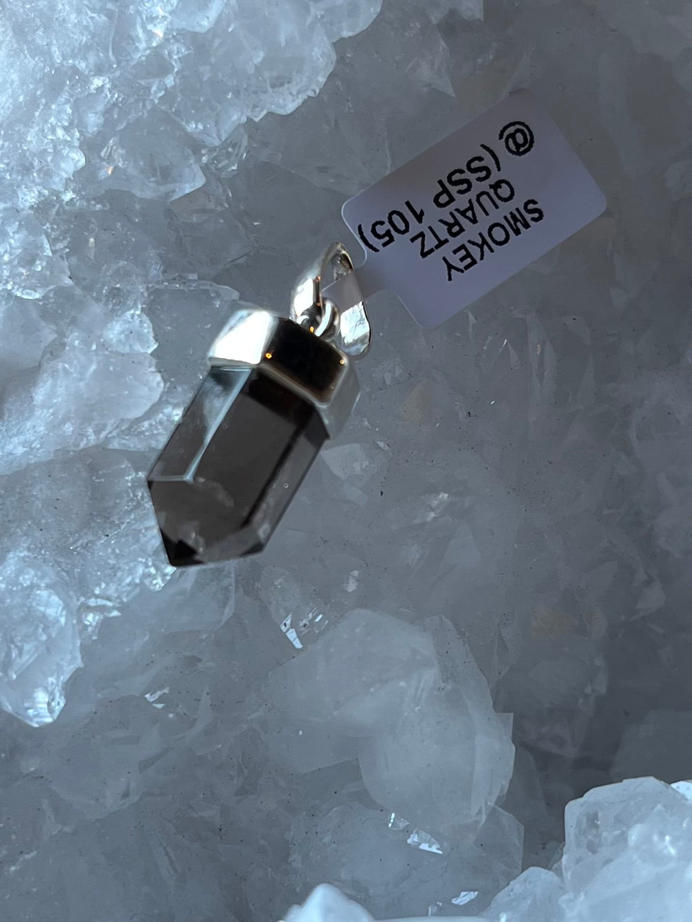Smoky Quartz Single Point Pendant with Sterling Silver Cap