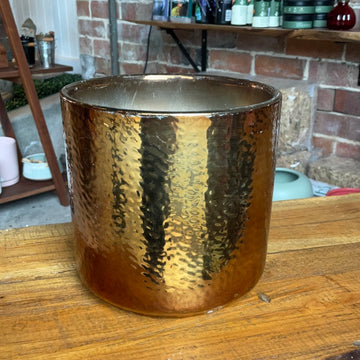 METALLIC HAMMERED PLANT POT