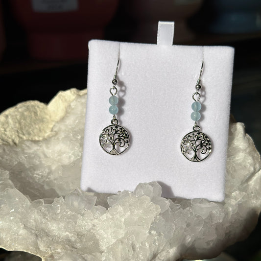 AQUAMARINE RHODIUM EARRINGS