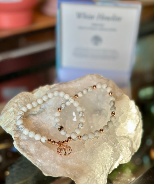 WHITE HOWLITE ROSE GOLD BRACELET SET
