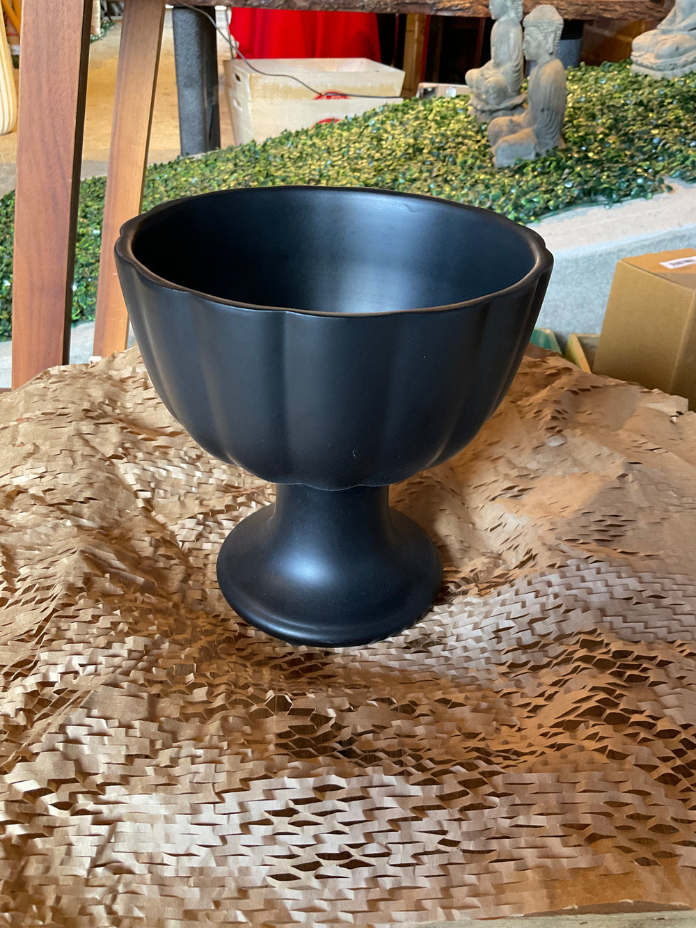 Ceramic Olivia Compote Vase Black
