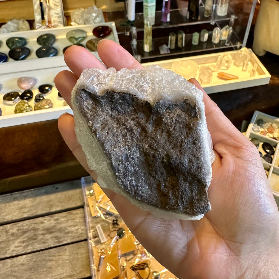 Snow clear quartz cluster