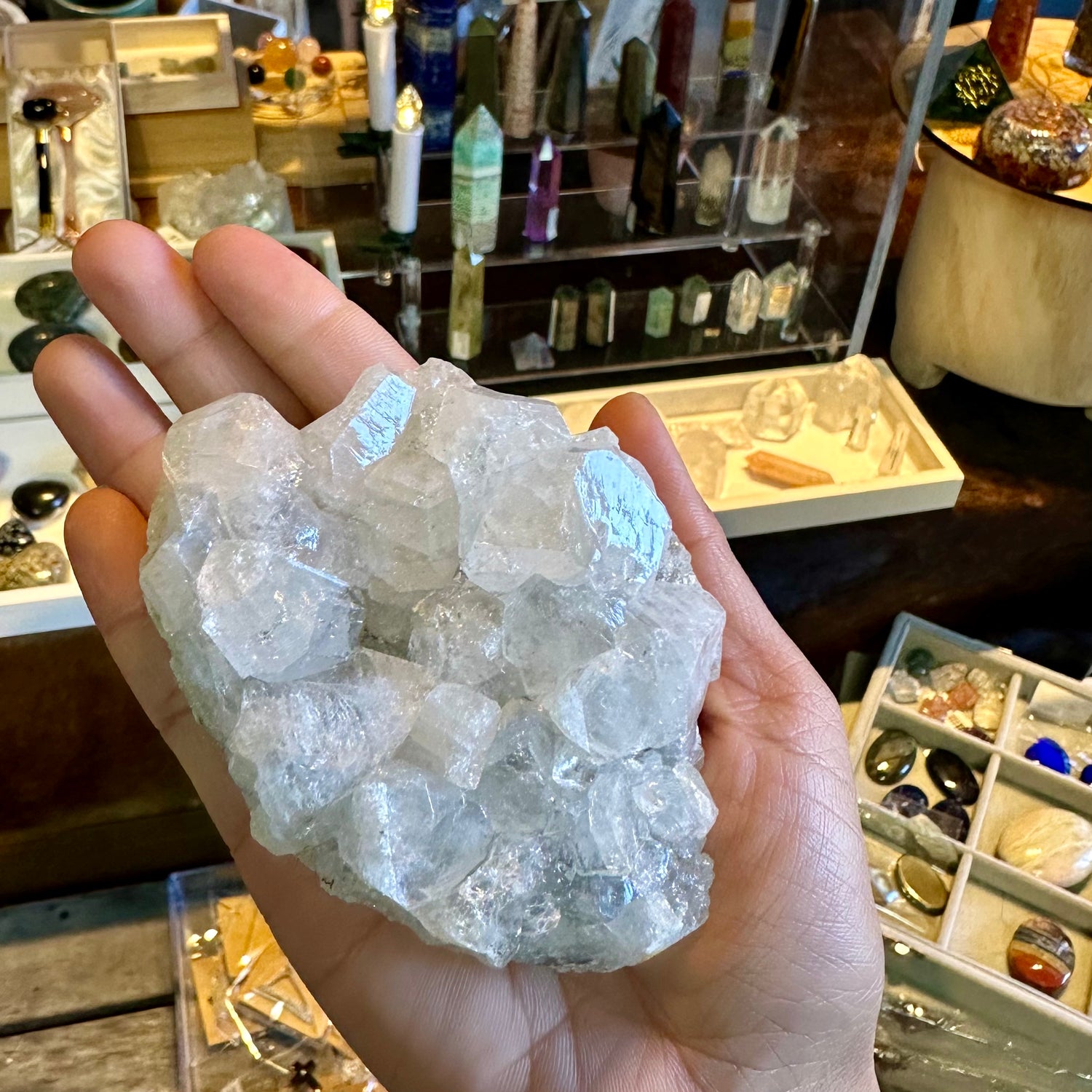 Snow clear quartz cluster