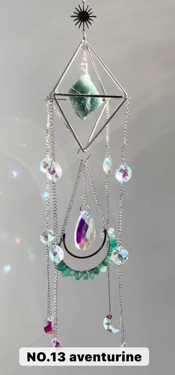 Aventurine Crystal Suncatcher - Silver