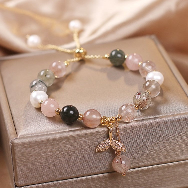 Mixed Quartz with Freshwater Pearl Bracelet