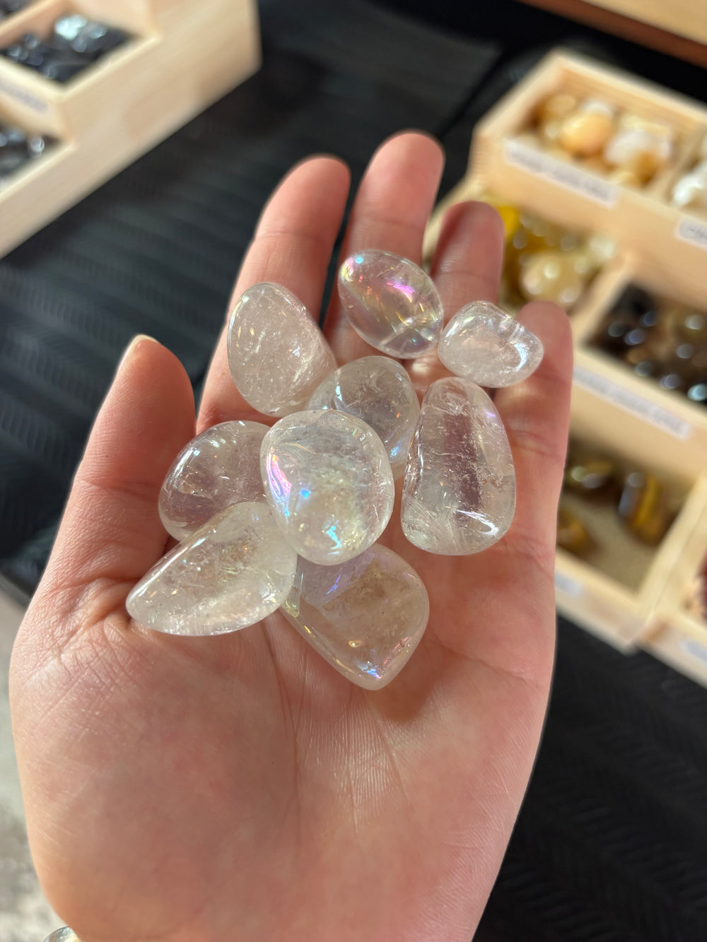 Aqua Aura White Tumbled Stone