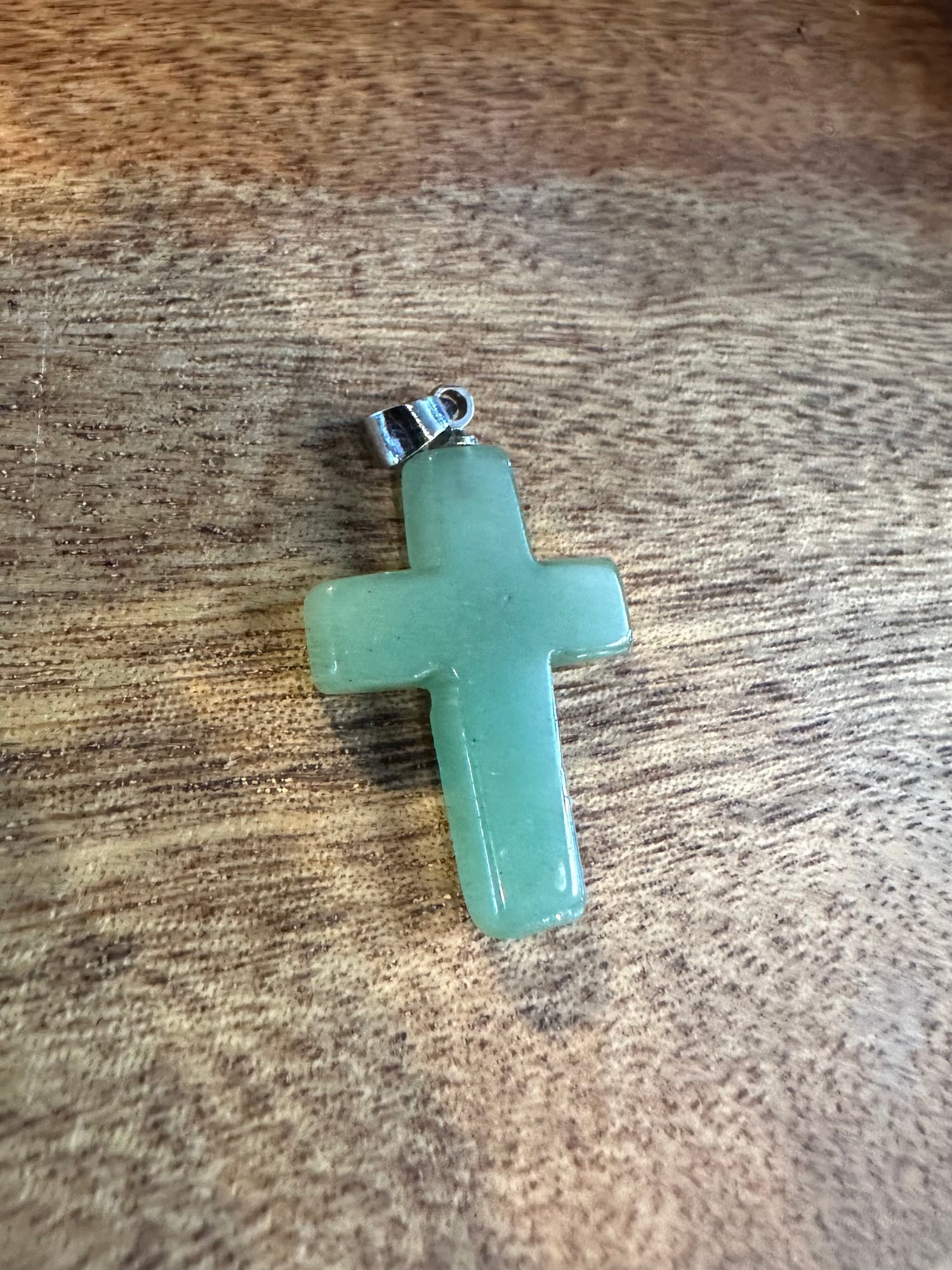 GREEN AVENTURINE CROSS PENDANT